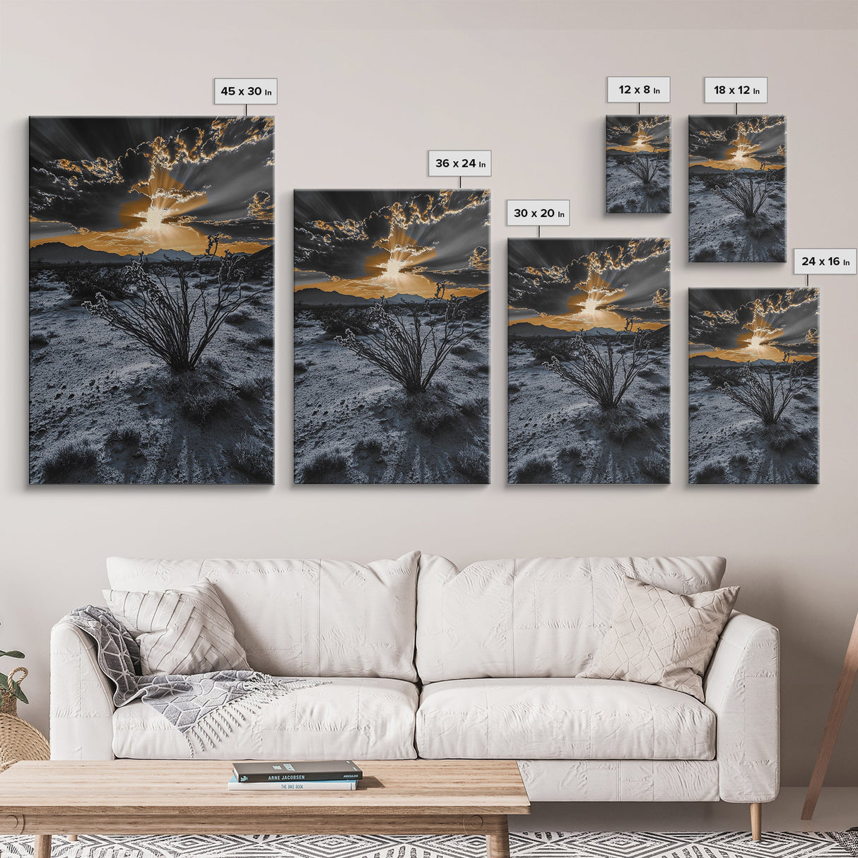 Desert Sunset, Joshua Tree Art, Moody Art, Southwest Wall Art, Landscape Painting, Rustic Art, Framed Canvas Print, Gift Idea