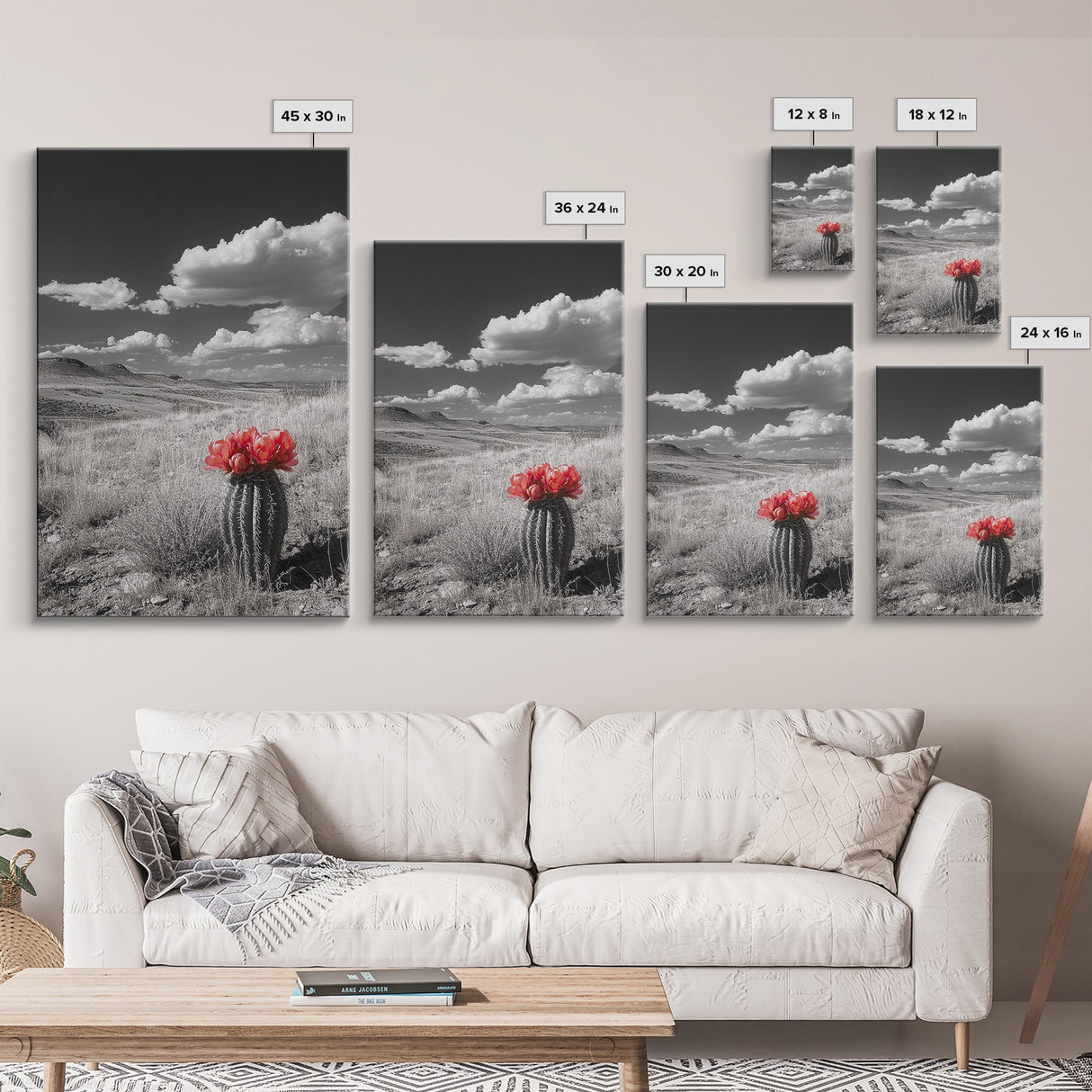 Cactus Bloom, Wildflower Painting, Botanical Prints, Nature Art, Rustic Decor, Southwest Wall Art, Canvas Print, Living Room Art