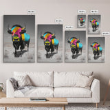 Colorful Bison Art, Southwest Wall Art, Rustic Decor, Boho Art, Buffalo Painting, Gift Idea, Canvas Print, Farmhouse Art