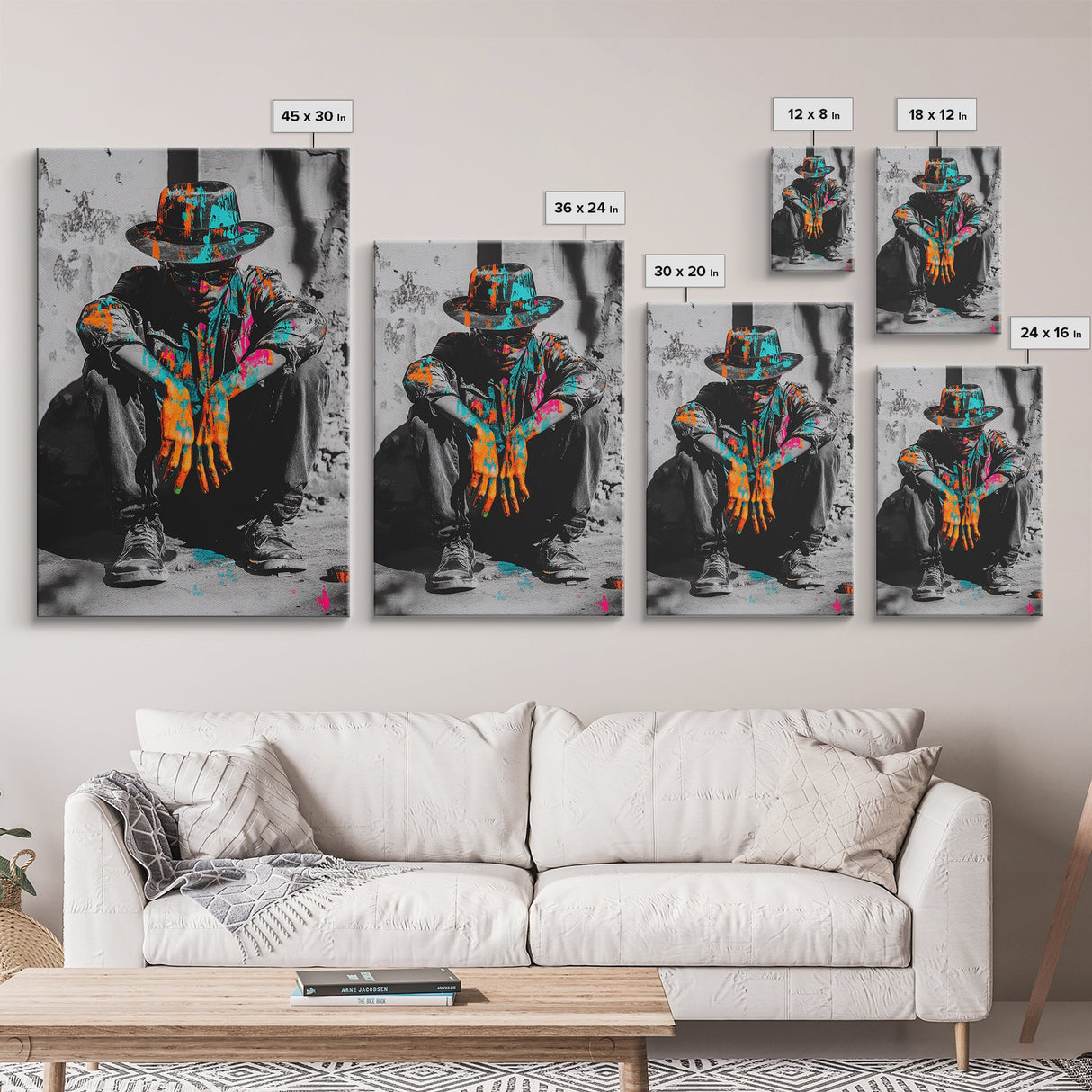 Colorful Cowboy, Graffiti Wall Art, Chicano Art, Modern Western Art, Moody Art, Rustic Decor, Urban Art, Canvas Print, Gift Idea