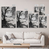 Desert landscape, Joshua tree art, western wall art, framed canvas print, southwest decor, black and white nature, rustic desert scene