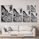 Rustic barn, farmhouse art, abandoned building, vintage Christmas, moody art, black and white wall art, wabi sabi wall art, framed canvas print