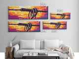 Industrial Knot, rustic wall art, southwest wall art, boho art, orange wall art, geometric painting, extra wide art, Framed Canvas Print