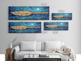 Paddle, nautical wall art, coastal decor, ocean painting, panoramic art, extra wide art, blue and green wall art, Framed Canvas Print