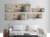 Pastel Bull, bull and bear art, vintage horse art, rustic art, above bed wall art, southwest wall art, Framed Canvas Print