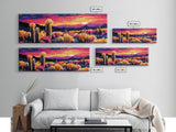 Desert Bloom, Joshua tree art, southwest wall art, mountain painting, nature painting, boho art, pink orange wall art, canvas print