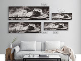 Western Hat Art, Black and White Art, Framed Canvas Print, Rustic Wall Art, Wabi Sabi Art, Extra Wide Art, Minimalist Art