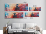 Moody Cowboy Art, dark romance painting, rustic wall art, southwest wall art, extra wide art, framed canvas print, panoramic painting