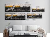Howling Wolf Art, coyote painting, southwest wall art, rustic decor, black and white art, extra wide art, framed canvas print, panoramic painting