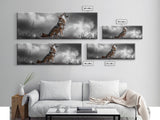 Howling Coyote, Wildlife Art, Nature Wall Art, Rustic Decor, Moody Art, Above Sofa Art, Horizontal Wall Art, Canvas Print