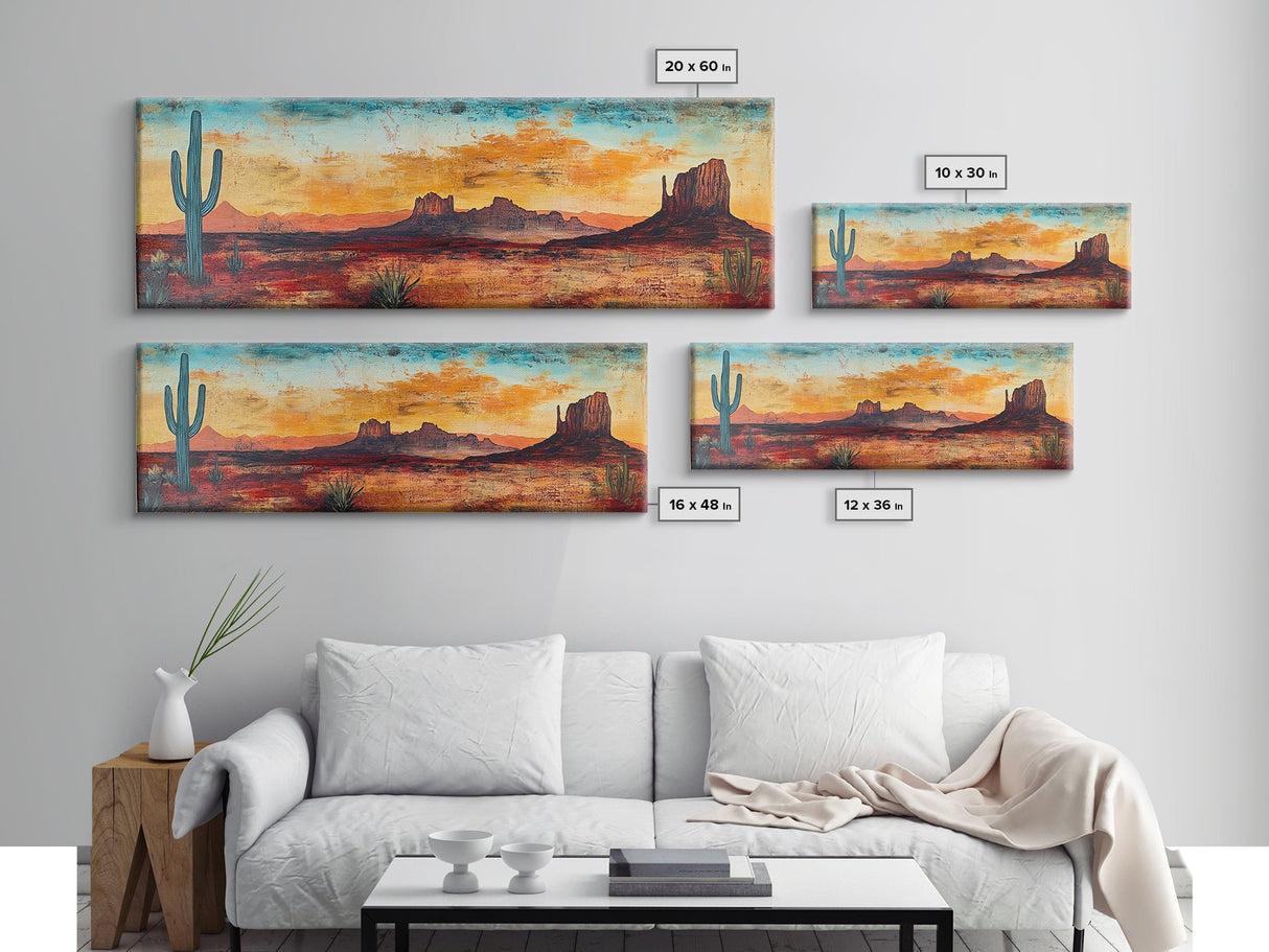 Southwest Wall Art, Framed Canvas Print, Joshua Tree Art, Desert Landscape Painting, Extra Wide Art, Rustic Wall Art, Above Couch Art, Gift Idea