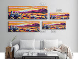 Pink Orange Wall Art, Framed Canvas Print, Extra Wide Art, Southwest Wall Art, Rustic Art, Desert Landscape Painting, Moody Art, Above Bed Art