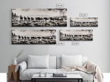 Black And White Wall Art, Framed Canvas Print, Vintage Horse Art, Rustic Wall Art, Extra Wide Art, Moody Art, Western Art, Above Bed Art