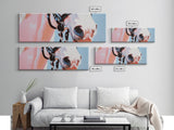 Horse close-up, minimalist art, pink abstract art, soft pastel, boho art, extra wide art, framed canvas print, modern farmhouse decor