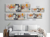 White horse, abstract, moody art, rustic decor, impressionist horse, framed canvas print, extra wide art, modern farmhouse art