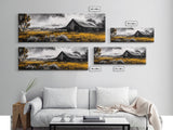 Western Ranch, barn landscape oil painting, rustic decor, farmhouse art, extra wide art, framed canvas print, above couch wall art
