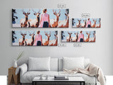 Elk Herd Painting, Mountain Landscape, Rustic Art, Southwest Wall Art, Hunting Lodge Art, Extra Wide Art, Framed Canvas Print