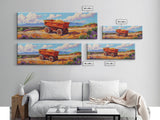 Rustic cart, farmhouse art, rustic wall art, above couch art, wabi sabi art, barn landscape oil painting, framed canvas print, gift idea