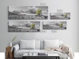 Mountain scene, mountain painting, landscape painting, wabi sabi art, nature art, minimalist art, framed canvas print, extra wide art