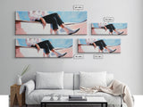 Coastal cowgirl, beach aesthetic, nautical decor, minimalist art, pastel painting, extra wide art, framed canvas print, surf wall art
