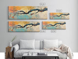 Birch tree painting, autumn decor, extra wide art, botanical prints, nature wall art, framed canvas print, long narrow wall art, wabi sabi art