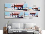 Desert Wagon, rustic western art, cowboy decor, boho wagon painting, farmhouse wall art, extra wide panoramic art, framed canvas print