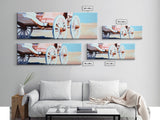Western Carriage, vintage horse art, rustic wall art, extra wide art, above couch art, cowboy painting, framed canvas print
