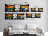 Western Skull, rustic wall art, skull art, farmhouse art, extra wide art, southwest wall art, bull and bear art, canvas print