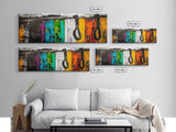 Western Leather, geometric wall art, blotter art, extra wide art, rustic wall art, panoramic painting, Framed Canvas Print, wabi sabi art