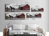 Barn Horse, Rustic Art, Farmhouse Art, Vintage Horse Art, Rural Wall Art, Extra Wide Art, Framed Canvas Print, Guest Room Art