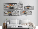 Cactus Blooms, Desert Art, Southwest Wall Art, Botanical Prints, Wildflower Painting, Extra Wide Art, Framed Canvas Print