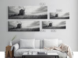 Rustic Windmill, panoramic art, farmhouse art, extra wide wall art, windmill wall art, landscape painting, framed canvas print
