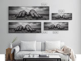 Leather Work Gloves, rustic wall art, moody art, wabi sabi art, extra wide art, panoramic art, farmhouse art, framed canvas print, cowboy art