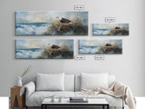 Eagle Nest, bird art, wildlife painting, coastal wall art, seascape painting, moody art, extra wide art, framed canvas print, above sofa art