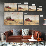Rusty Old Truck On The Farm Framed Canvas Print, Primitive Home Decor, Art, Kitchen Decor, Living Room Decor