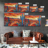 Mid Centry Modern Pop Art Style Desert Landscape Painting Canvas Print, Retro Style Wall Art, Home Decor, Desert Wall Art, Arizona Art