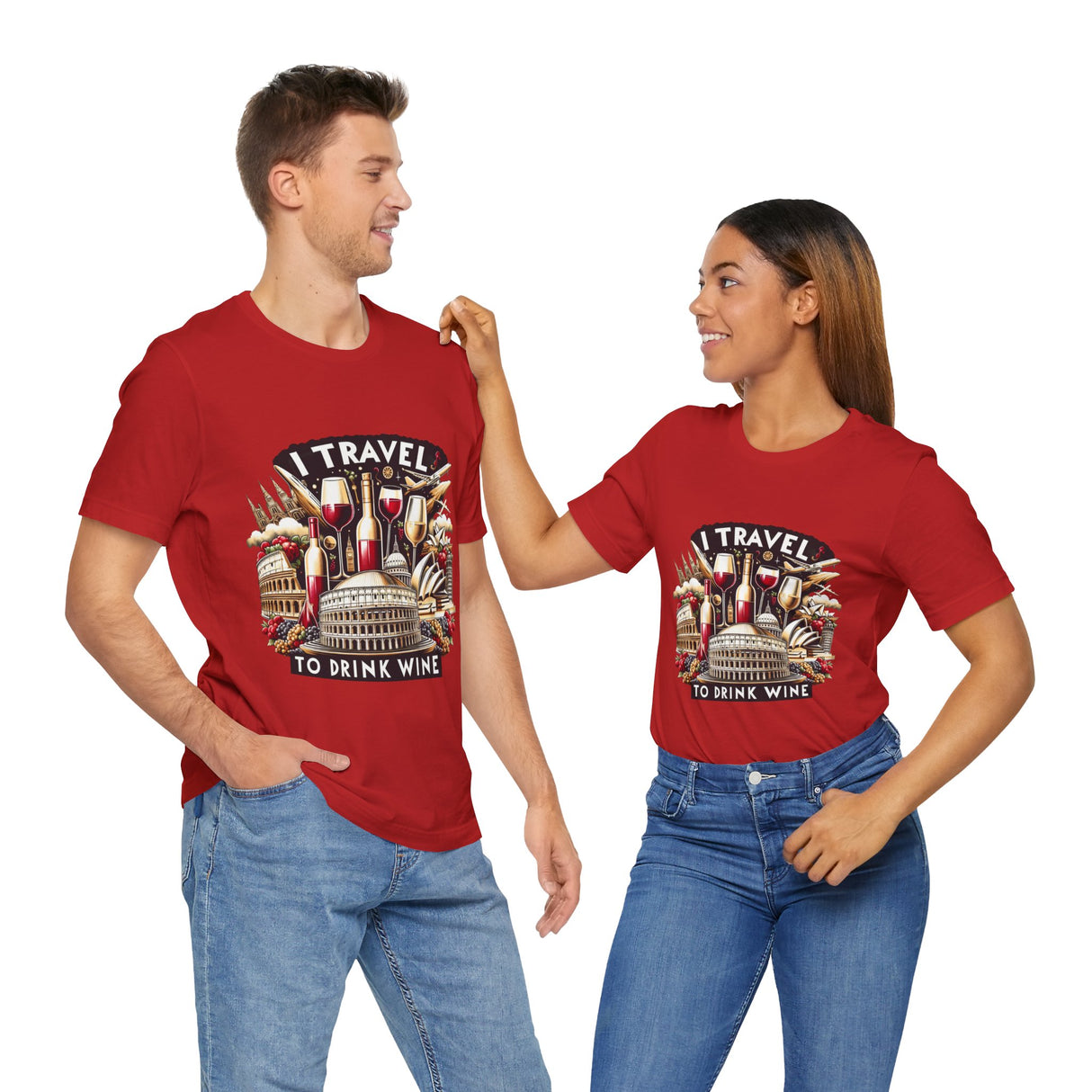 "I Travel to Drink Wine" full color T-shirt