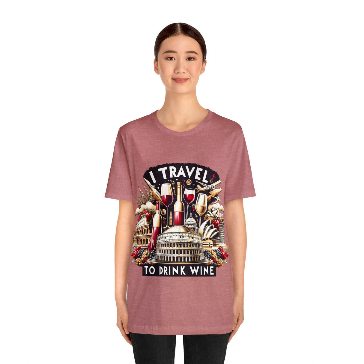 "I Travel to Drink Wine" full color T-shirt