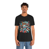 Camiseta a todo color "Viajo Para Comprar" 