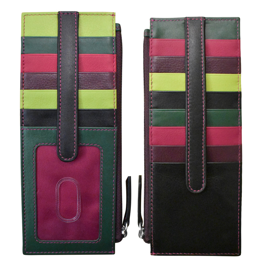 Tarjetero de piel color aguamarina con bolsillo con cremallera de ili New York