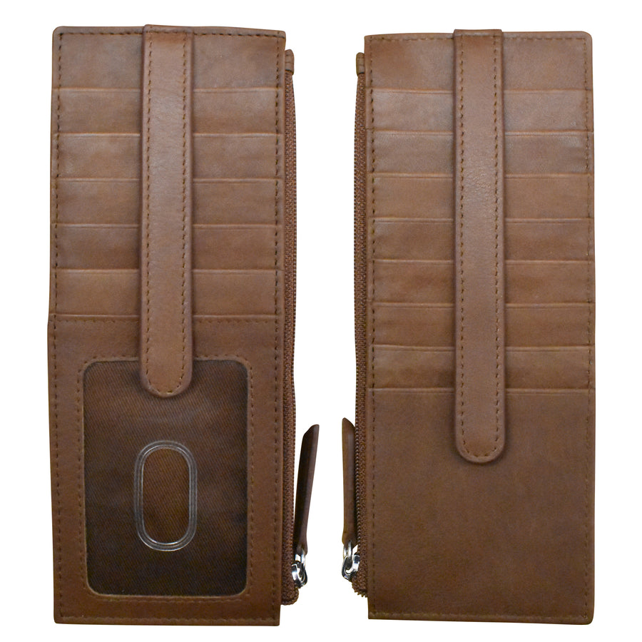 Tarjetero de piel color aguamarina con bolsillo con cremallera de ili New York
