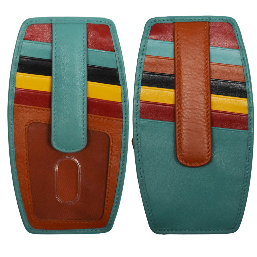 Double Sided Leather Card Holder W/Zip Pocket (7804) by ili New York