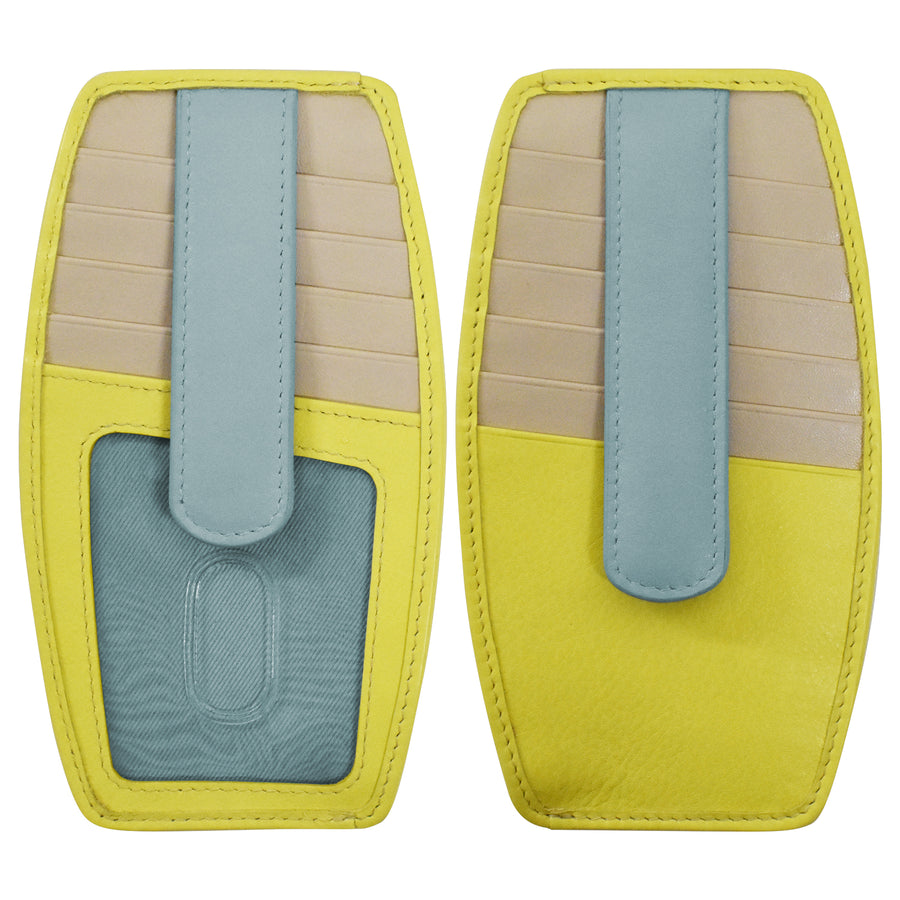 Double Sided Leather Card Holder W/Zip Pocket (7804) by ili New York