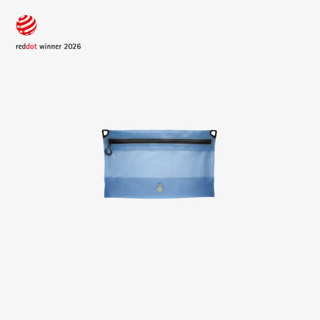 TILLIV Compak Small vacuum pack in Steel Blue, empty and laid flat