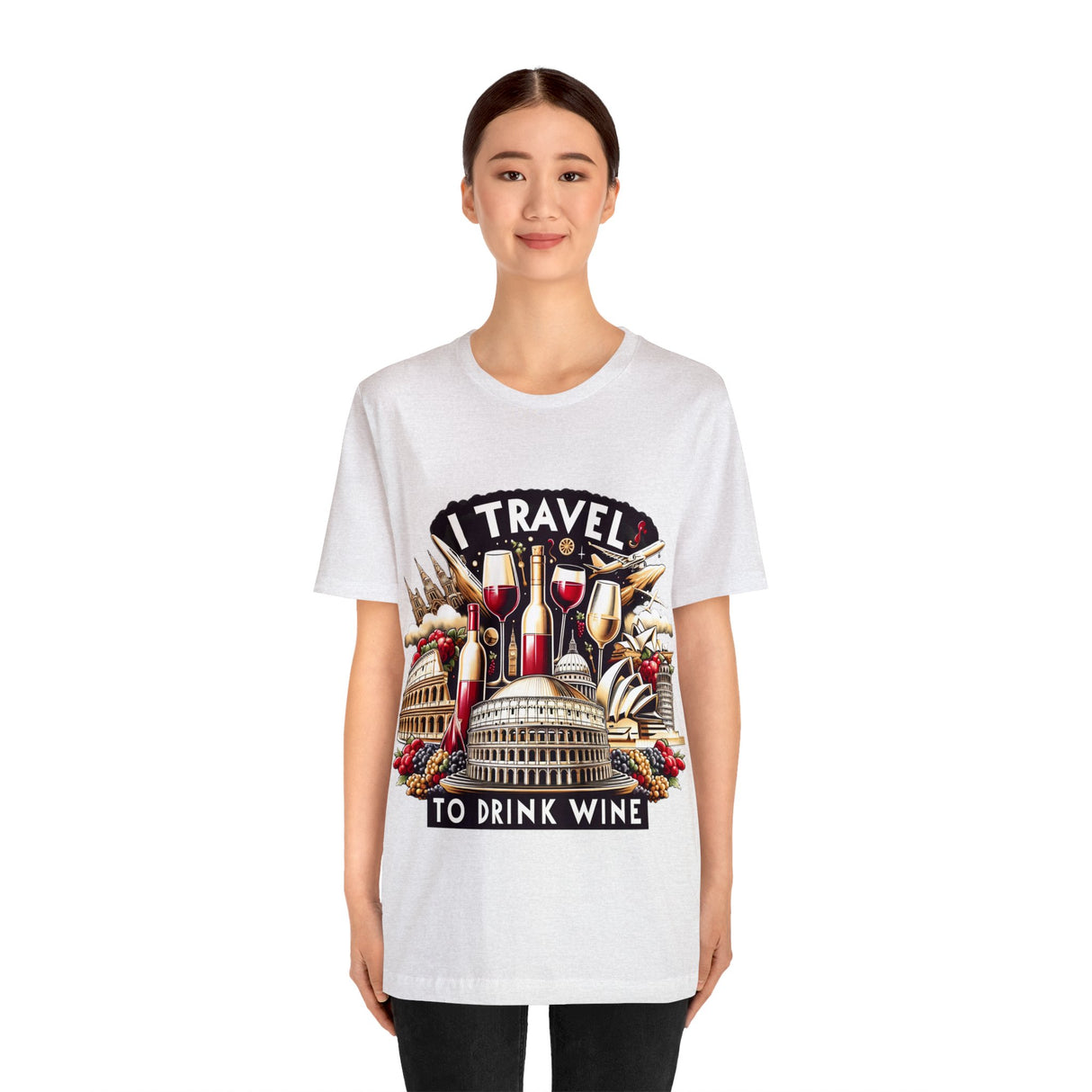 "I Travel to Drink Wine" full color T-shirt