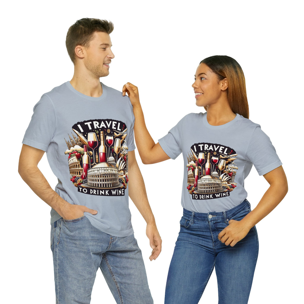 "I Travel to Drink Wine" full color T-shirt