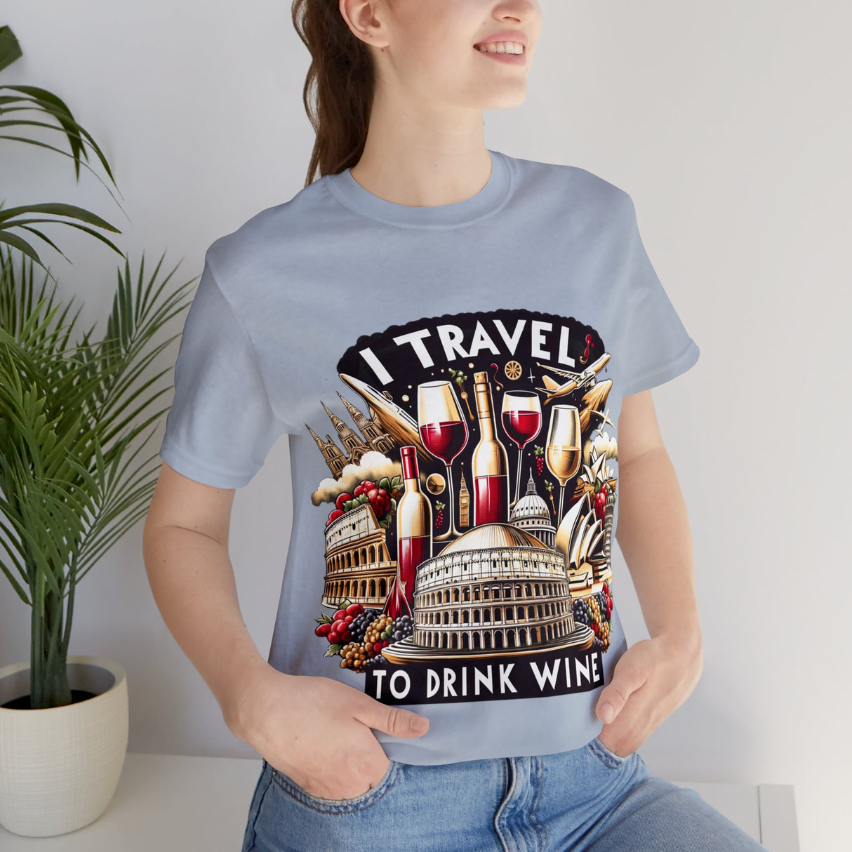"I Travel to Drink Wine" full color T-shirt