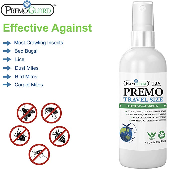 Spray para matar chinches y ácaros – Tamaño de viaje de 3 oz – Natural no tóxico