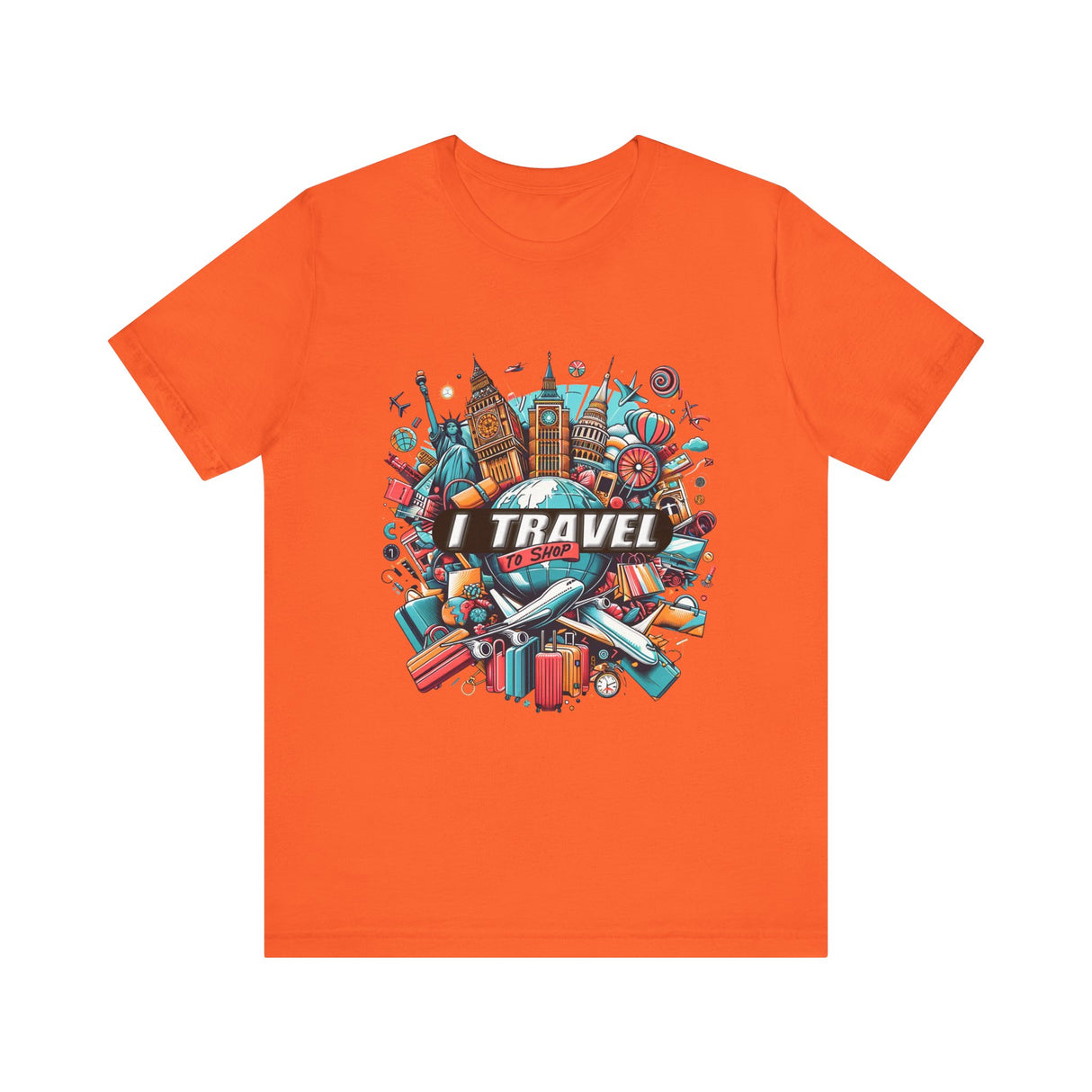 Camiseta a todo color "Viajo Para Comprar" 