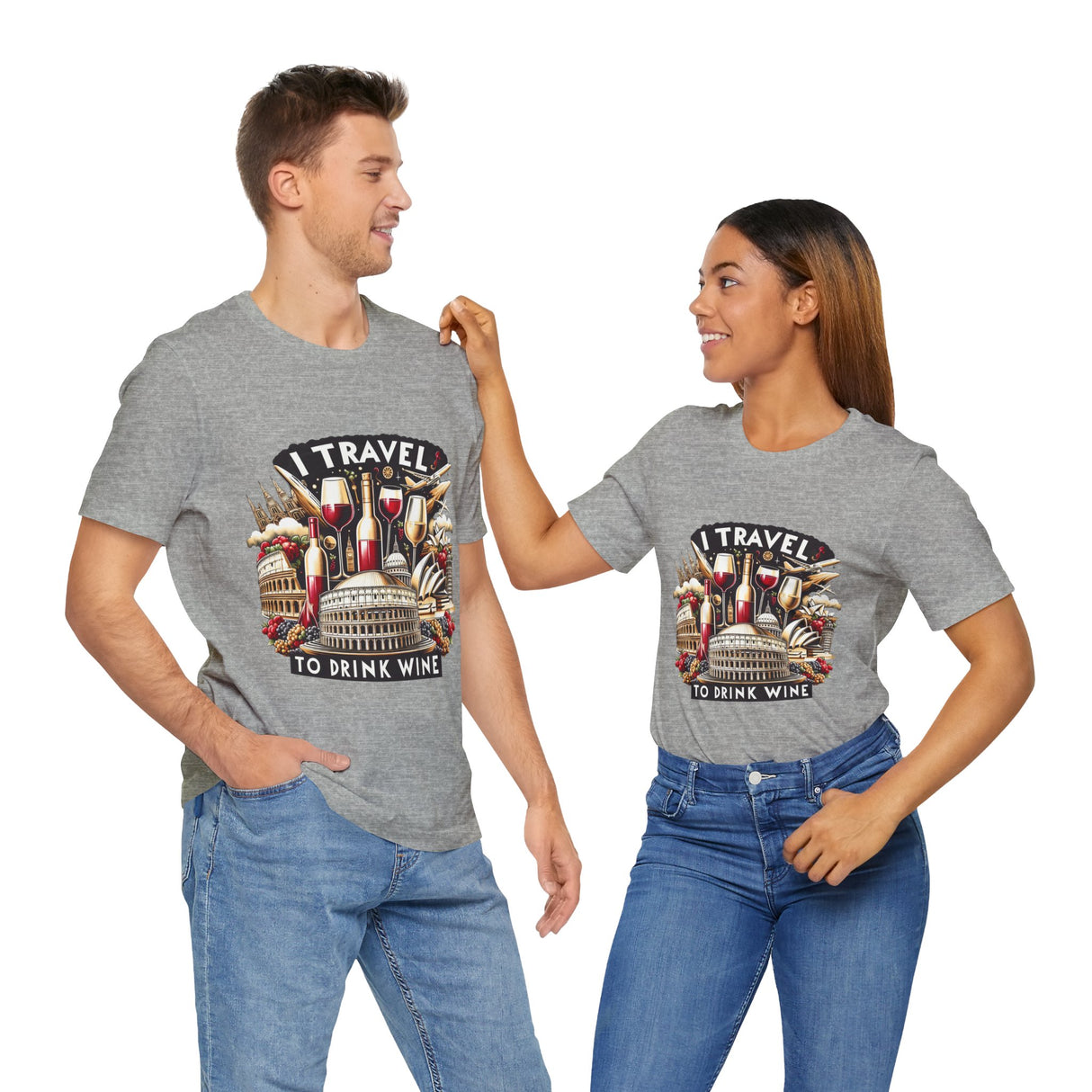 "I Travel to Drink Wine" full color T-shirt